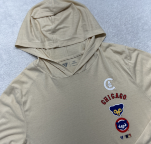Chicago Cubs Levelwear Hooded Shirt Mens S Sand Cream Vintage Logos NWT